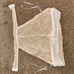 Signature White and nude high neck open back bralette